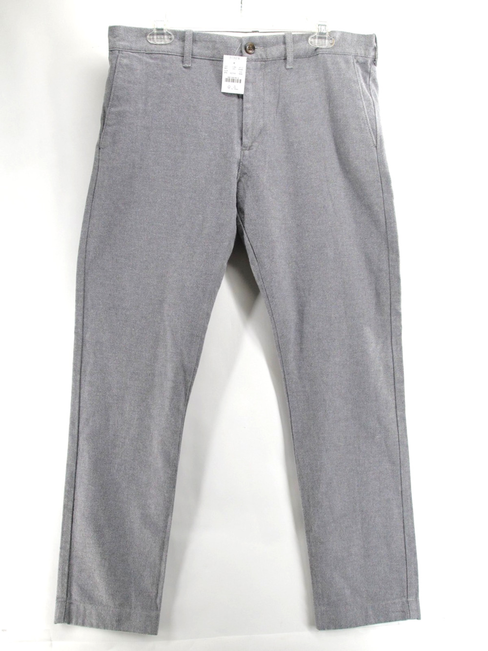 NWT J.Crew Brushed Twill Pants Mens 33x32 (31L) Light Gray Flex Slim Fit AA091